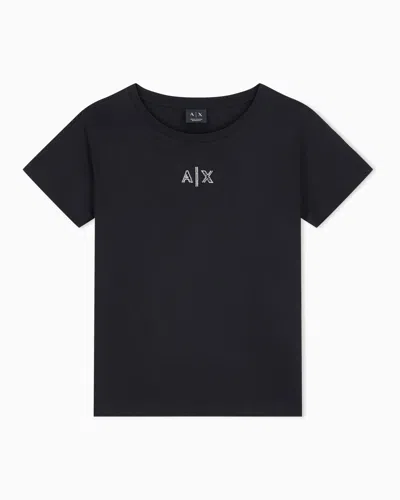 Armani Exchange Boyfriend Fit Top In Cotton Jersey In Black
