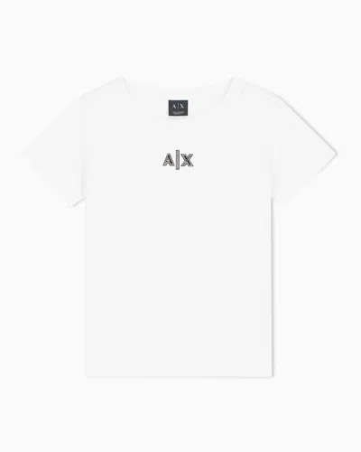 Armani Exchange Boyfriend Fit Top In Cotton Jersey In White