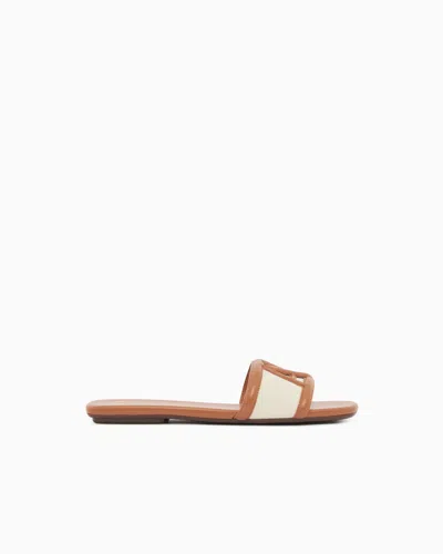 Armani Exchange Braided Platform Sandals In Brown