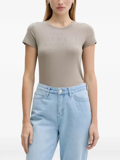 Armani Exchange Bright-logo T-shirt In Brown