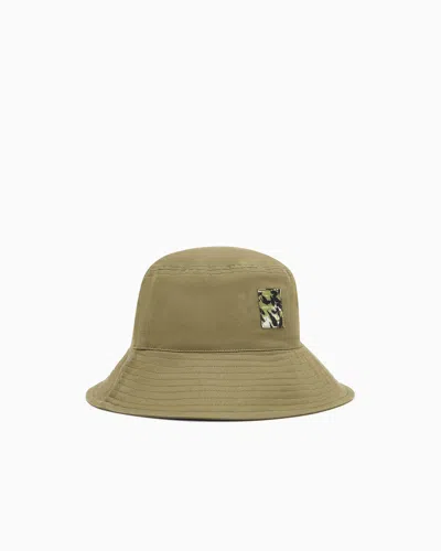 Armani Exchange Bucket Hat In Cotton Twill In Metallic