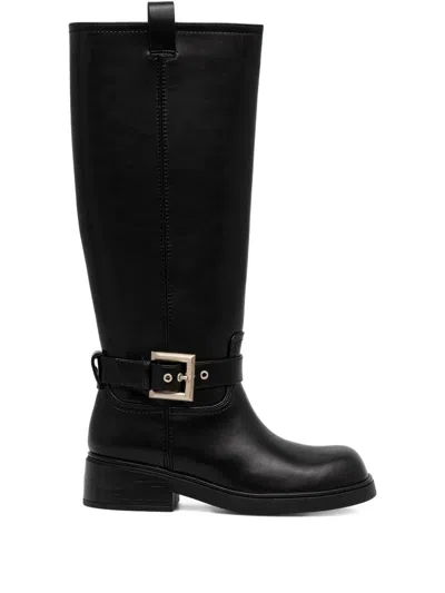 Armani Exchange Buckle-detail Boots In Black