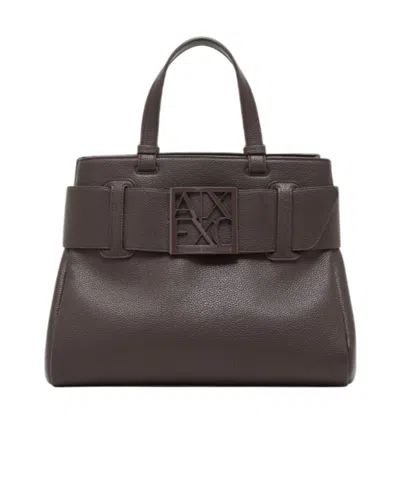Armani Exchange Buckle-detail Tote Bag In Brown