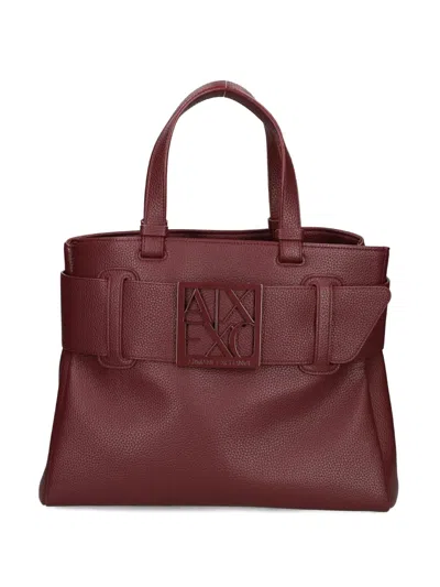 Armani Exchange Buckle-detail Tote Bag In Red