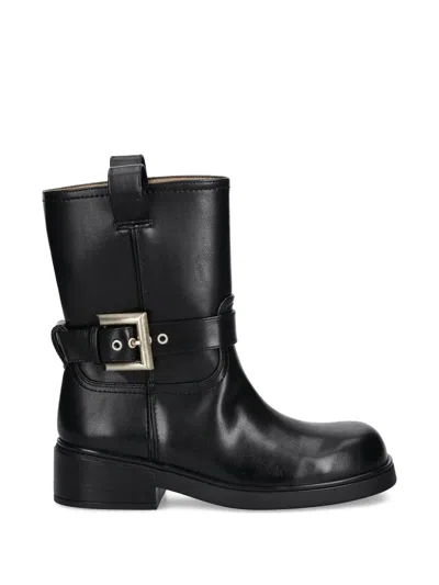 Armani Exchange Buckle-strap Boots In Black
