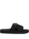 Armani Exchange Buckle-strap Slides In Black
