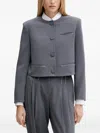 Armani Exchange Button Cropped Jacket In Gray