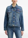 Armani Exchange Button Logo-embroidered Jacket In Blue