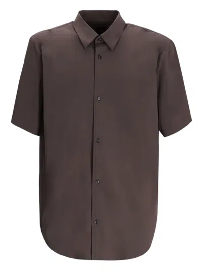 Armani Exchange Buttoned Short-sleeves Shirt In Brown