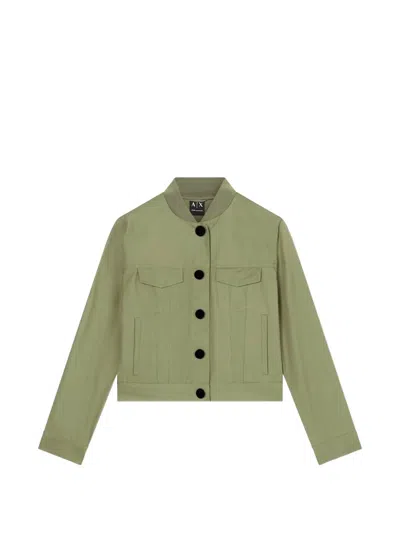 Armani Exchange Button-up Bomber Jacket In Green