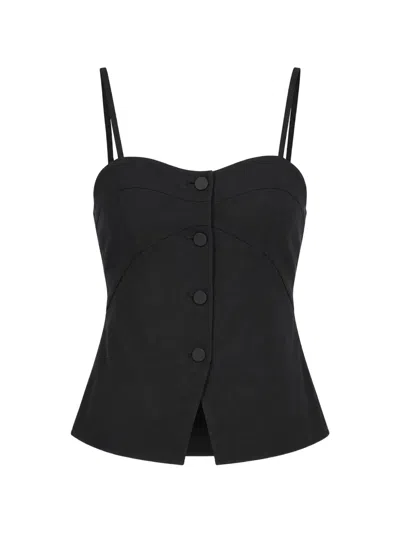 Armani Exchange Button-up Camisole Top In Black
