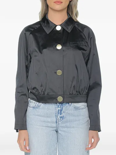 Armani Exchange Button-up Satin-finish Jacket In Black