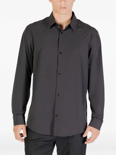 Armani Exchange Black Elastane Dress Shirt In Blue