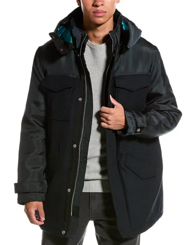 Armani Exchange Caban Wool-blend Coat In Blue