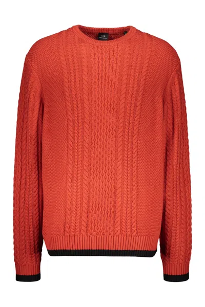 Armani Exchange Cable Knit Sweater In Copper