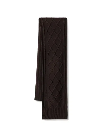 Armani Exchange Cable-knit Ribbed Scarf In Brown