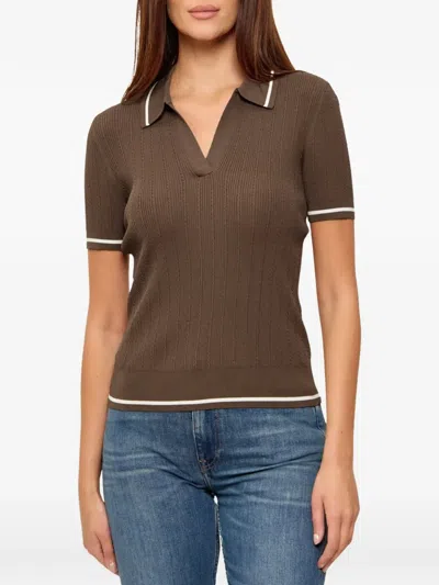 Armani Exchange Cable-knit Short-sleeve Sweater In Brown