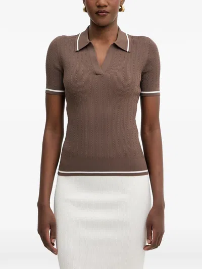Armani Exchange Cable-knit T-shirt In Brown