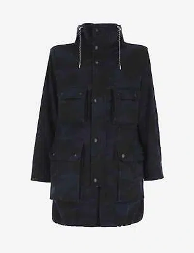 Pre-owned Armani Exchange Camouflage Hooded Trench Coat In Dark Blue
