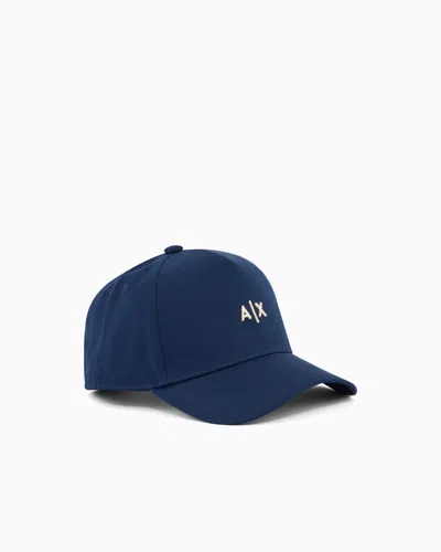 Armani Exchange Cap With Visor And Embroidered Logo In Blue
