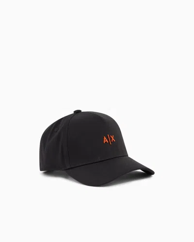 Armani Exchange Cap With Visor And Embroidered Logo In Gold