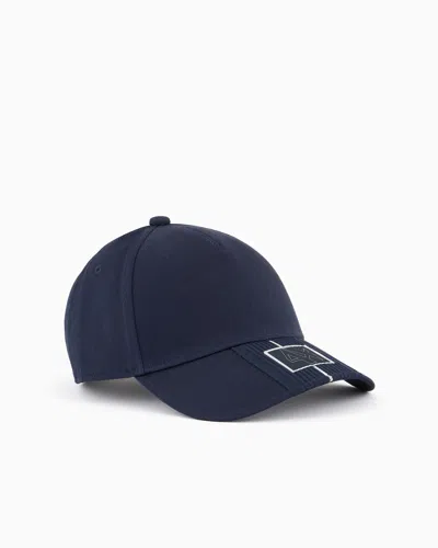 Armani Exchange Cap With Visor And Logo Patch In Navy Blue