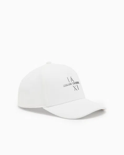Armani Exchange Cap With Visor And Logo In White