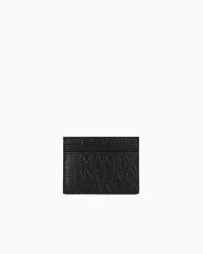 Armani Exchange Card Holder Made Of Recycled Material With Embossed Logo Writing In Black