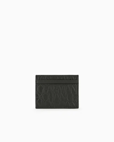 Armani Exchange Card Holder Made Of Recycled Material With Embossed Logo Writing In Grey