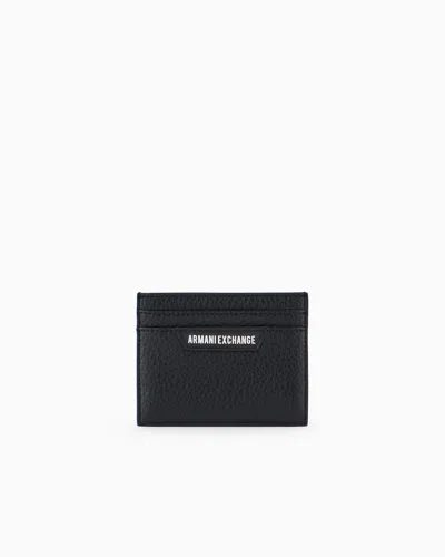 Armani Exchange Card Holder With Logo Plate In Recycled Asv Material In Black