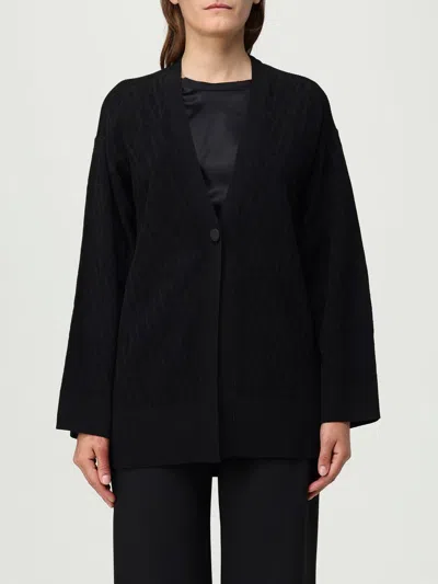 Armani Exchange Cardigan  In Viscosa Con Motivo Monogram In Black