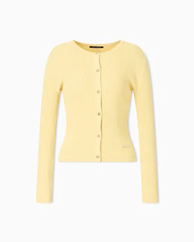 Armani Exchange Cardigan In Technical Fabric In Yellow