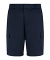 Armani Exchange Cotton Cargo Shorts In Black