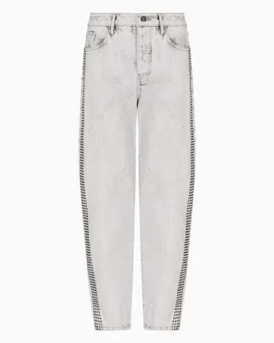 Armani Exchange Carrot Fit Jeans In Rigid Denim With Studs In Gray