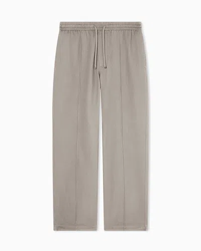 Armani Exchange Casual Cotton Twill Trousers With A Tailored Cut In Neutral