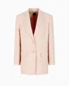 Armani Exchange Single-breasted Linen And Cotton Jacket In Pink