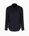 Armani Exchange Regular Fit Linen Shirt In Navy_blue