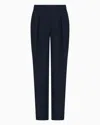 Armani Exchange Soft Trousers With Pleats In Navy Blue