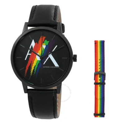 Armani Exchange Cayde Rainbow Quartz Black Dial Men's Watch Ax7120 In Black / Rainbow