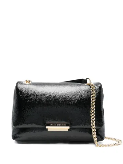 Armani Exchange Chain Leather Crossbody Bag In Black