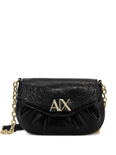 Armani Exchange Chain Logo Satchel In Black