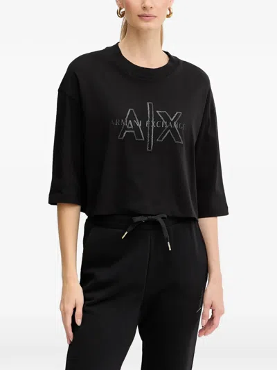 Armani Exchange Chain Trim T-shirt In Black
