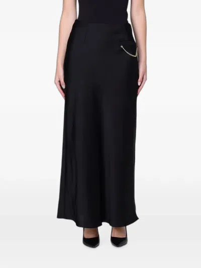 Armani Exchange Chain-detail Satin Skirt In Black