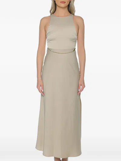 Armani Exchange Chain-detail Side-slit Dress In Brown