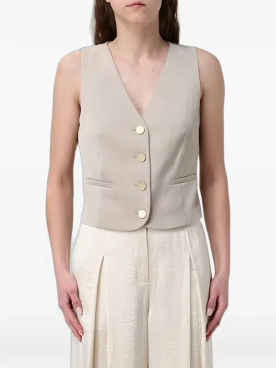Armani Exchange Chain-detail Single-breasted Waistcoat In Gray