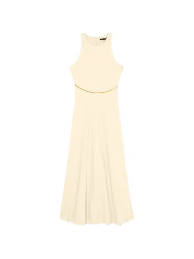 Armani Exchange Chain-link Detail Sleeveless Midi Dress In Yellow