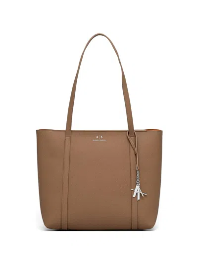 Armani Exchange Charm-detail Tote Bag In Brown