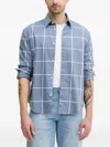 Armani Exchange Checked Buttoned Shirt In Blue