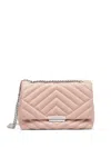 Armani Exchange Shoulder Bag In Quilted Material With Metal Details In Pink