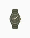 Armani Exchange Chronograph Green Silicone Watch In Multicolored